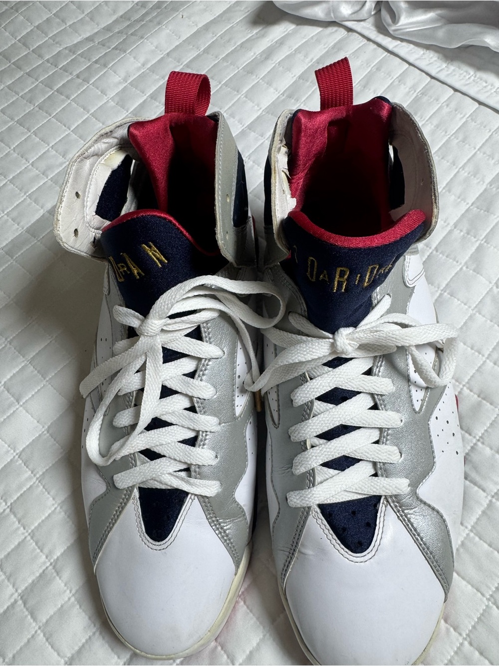 Jordan Men’s White/Navy/Red High-Top Sneakers